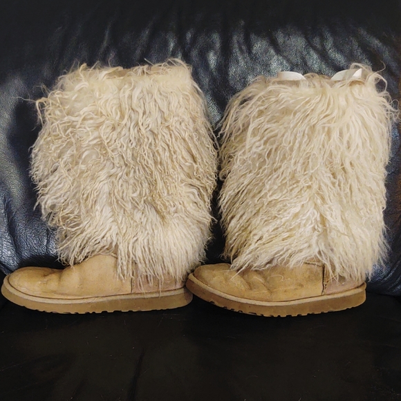 UGG Sheepskin Mongolian Tall Boots Size 8 Sand/Tan - Picture 6 of 11
